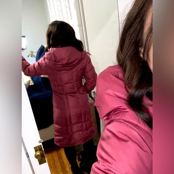 PINK Garnet Hill Modern Long Down Coat - Picture 2 of 11